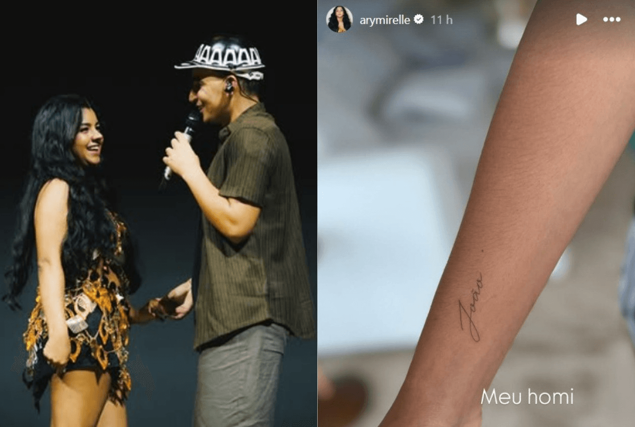 Ary Mirelle tatua nome de João Gomes no braço: “meu homem”