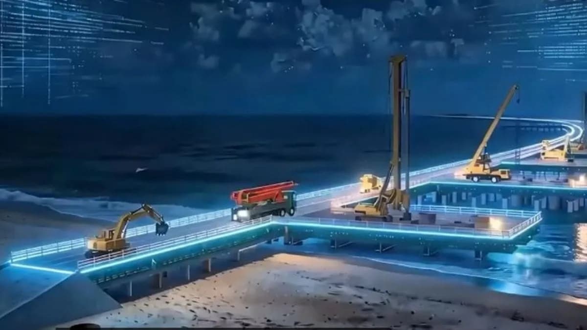 Plataforma marítima de apoio à construção da Ponte Salvador-Itaparica sobre a Baía de Todos-os-Santos