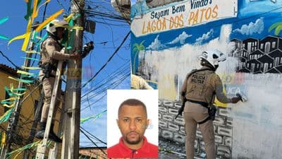 Câmera clandestina instalada pelo tráfico em poste de rua em Lauro de Freitas