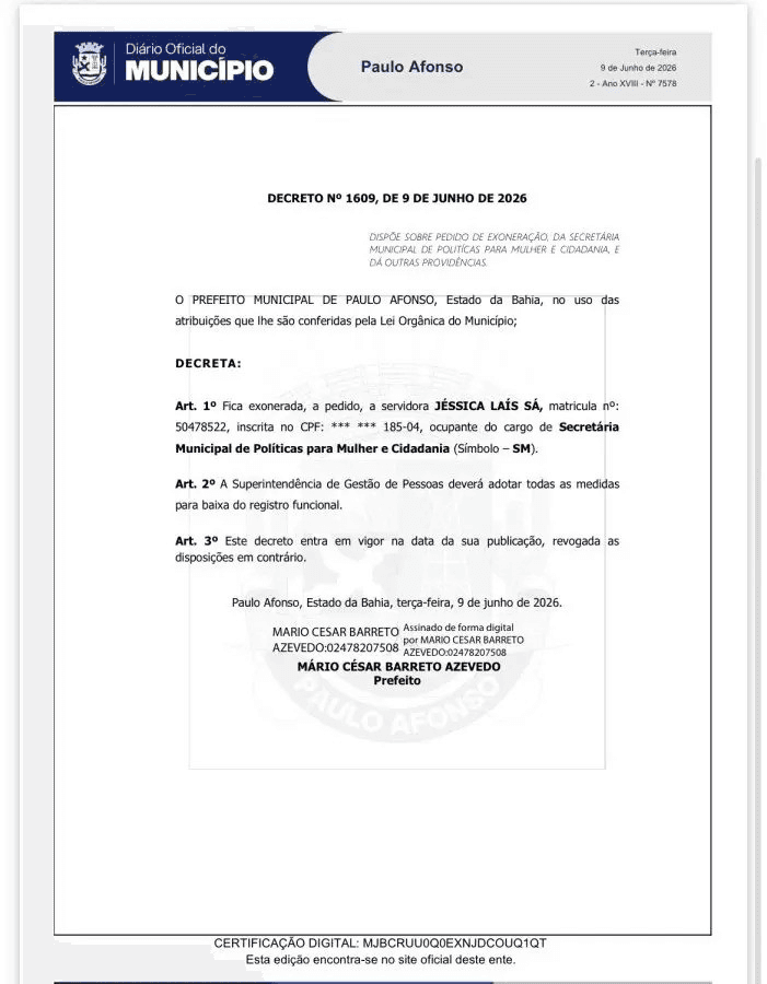 Imagem: Diário Oficial