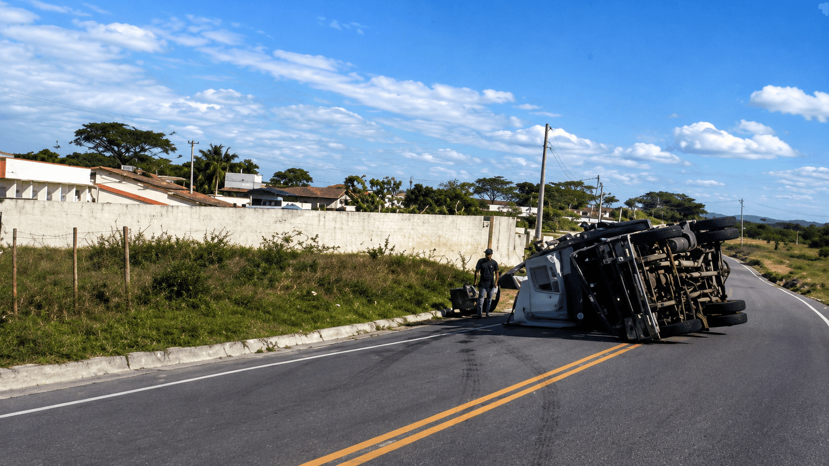 Cícero Dantas: caminhão tomba e trava pista que liga a Heliópolis