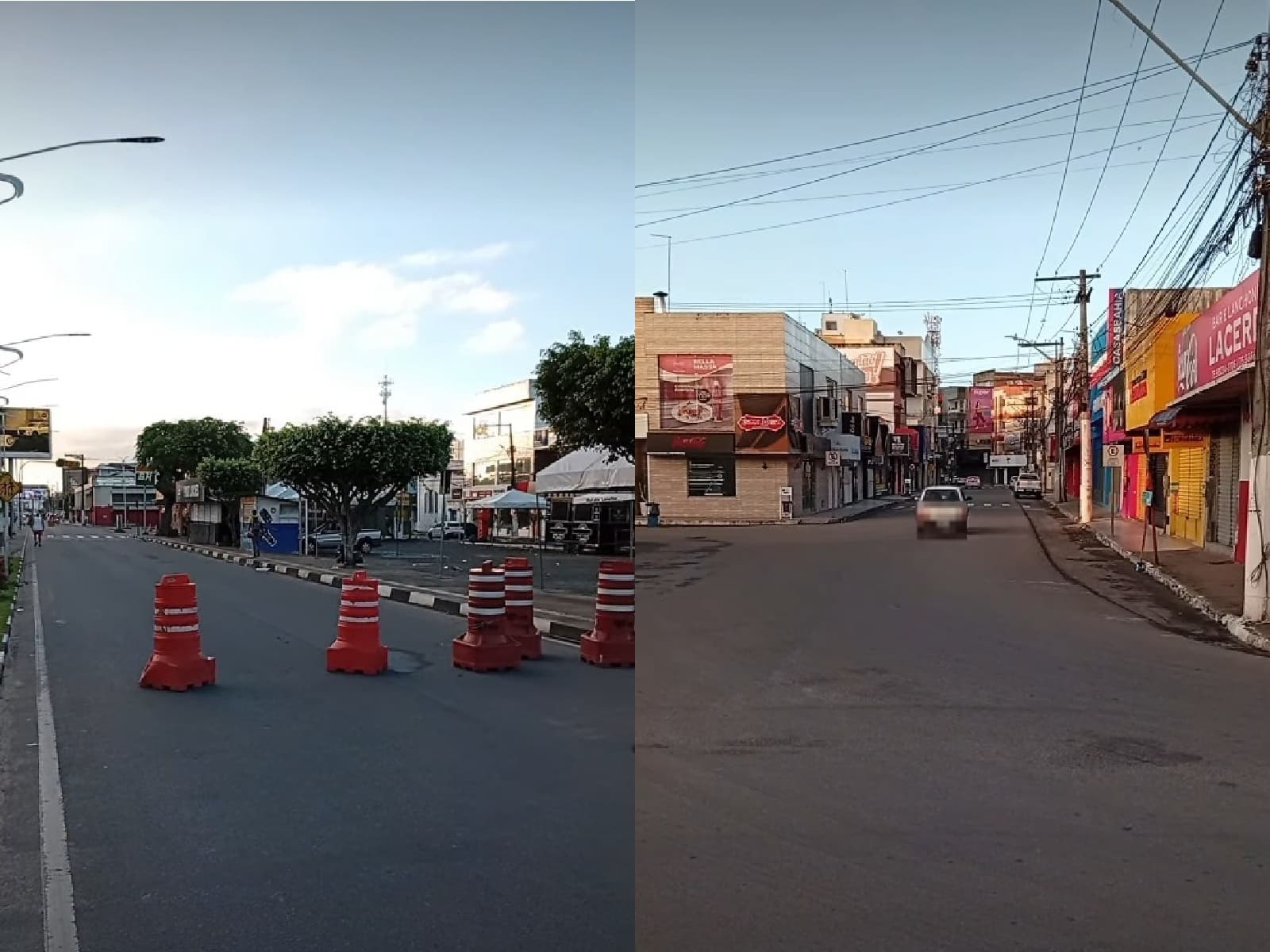 Agentes da SMTT com cones sinalizando trecho interditado na Avenida Urcisino Pinto de Queiroz em Santo Antônio de Jesus