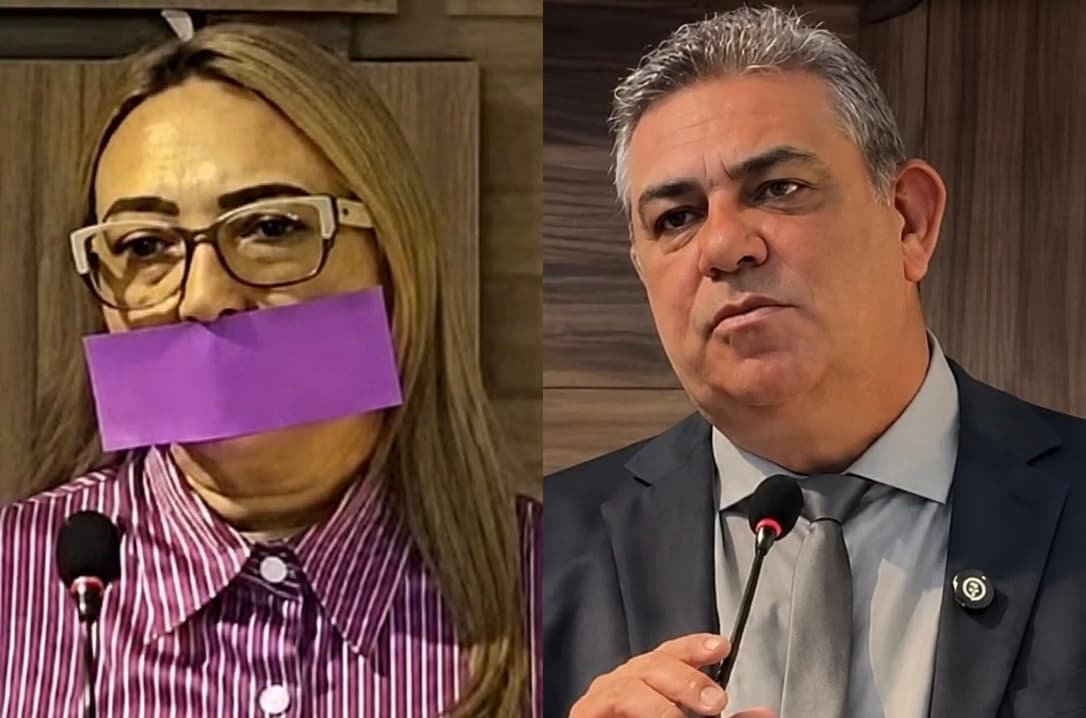 Fita lilás símbolo da campanha contra violência à mulher, usada por vereadora durante sessão na Câmara