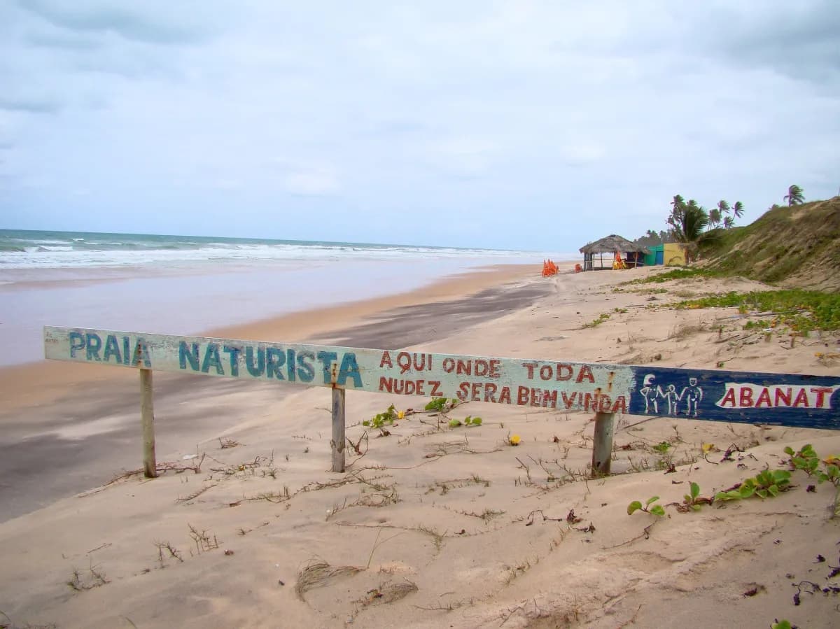 Vista da Praia das Dunas em Massarandupió, com coqueiros e dunas no litoral norte da Bahia
