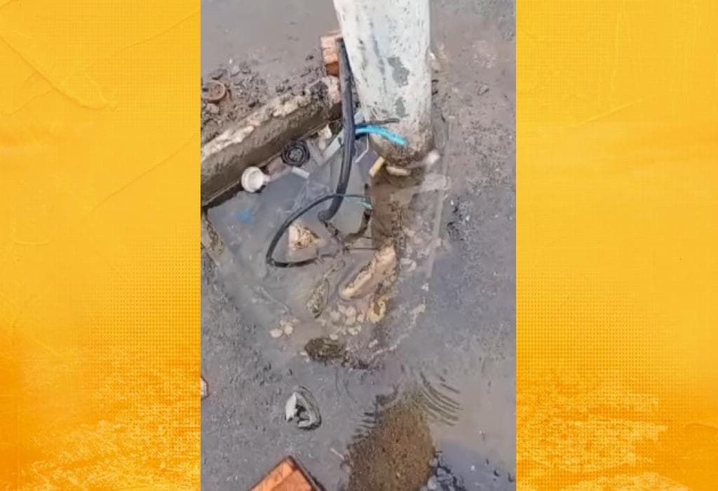 Fios elétricos expostos em área pública após evento junino na Bahia