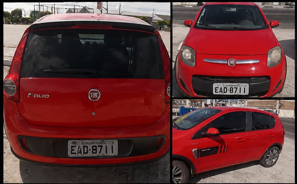 Fiat Palio vermelho, modelo semelhante ao veículo furtado em Delmiro Gouveia