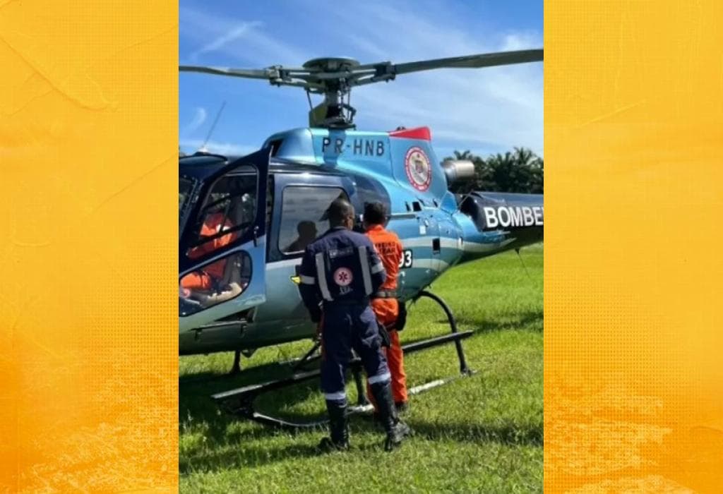 Helicóptero do GOA em operação de resgate aeromédico na Bahia