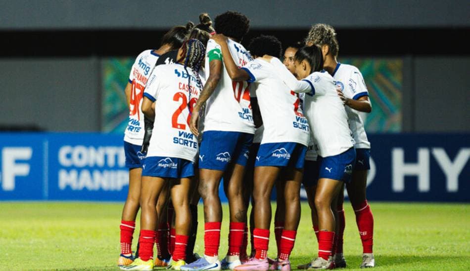 Jogadoras do Bahia Feminino comemorando gol na Copa do Brasil Feminina 2026