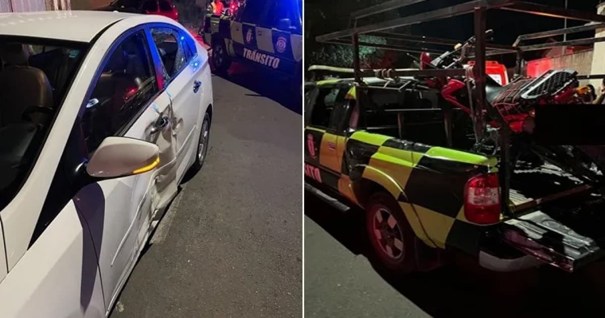 Viatura do SAMU em atendimento a acidente de trânsito em via urbana