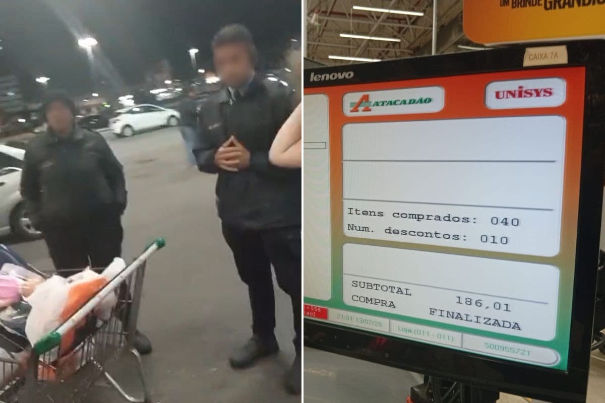 Caixa de supermercado com terminal de pagamento Pix