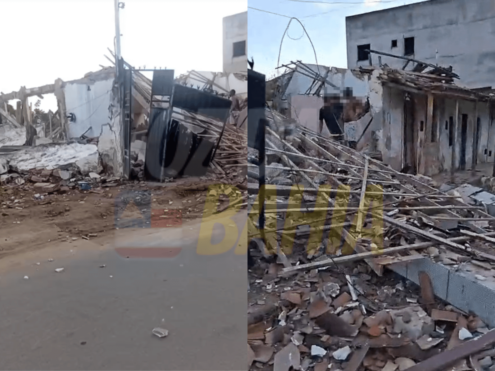 Casas destruídas após explosão de botijão de gás em Santo Antônio de Jesus