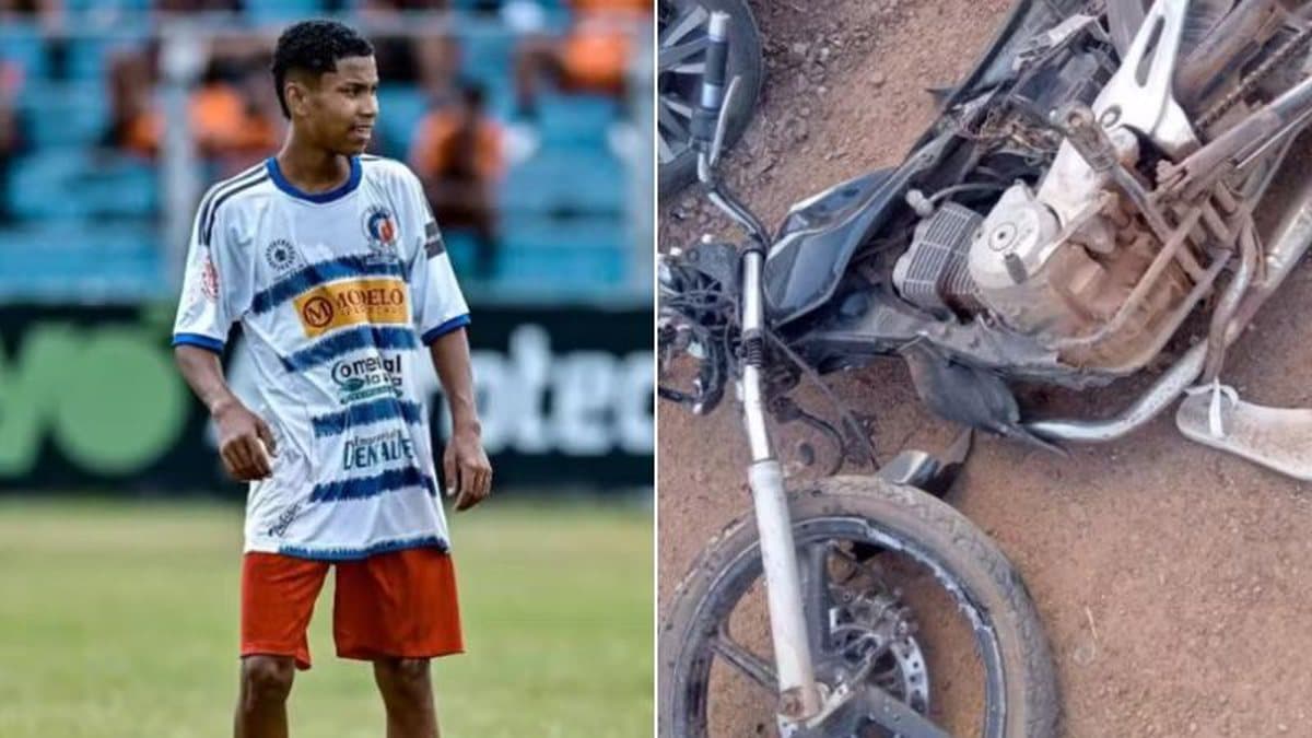 Cena de acidente entre moto e carro em estrada rural na Bahia