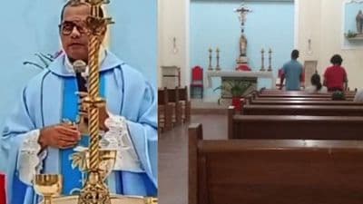 Fachada da Paróquia Santo Agostinho, em Areia Branca, Lauro de Freitas