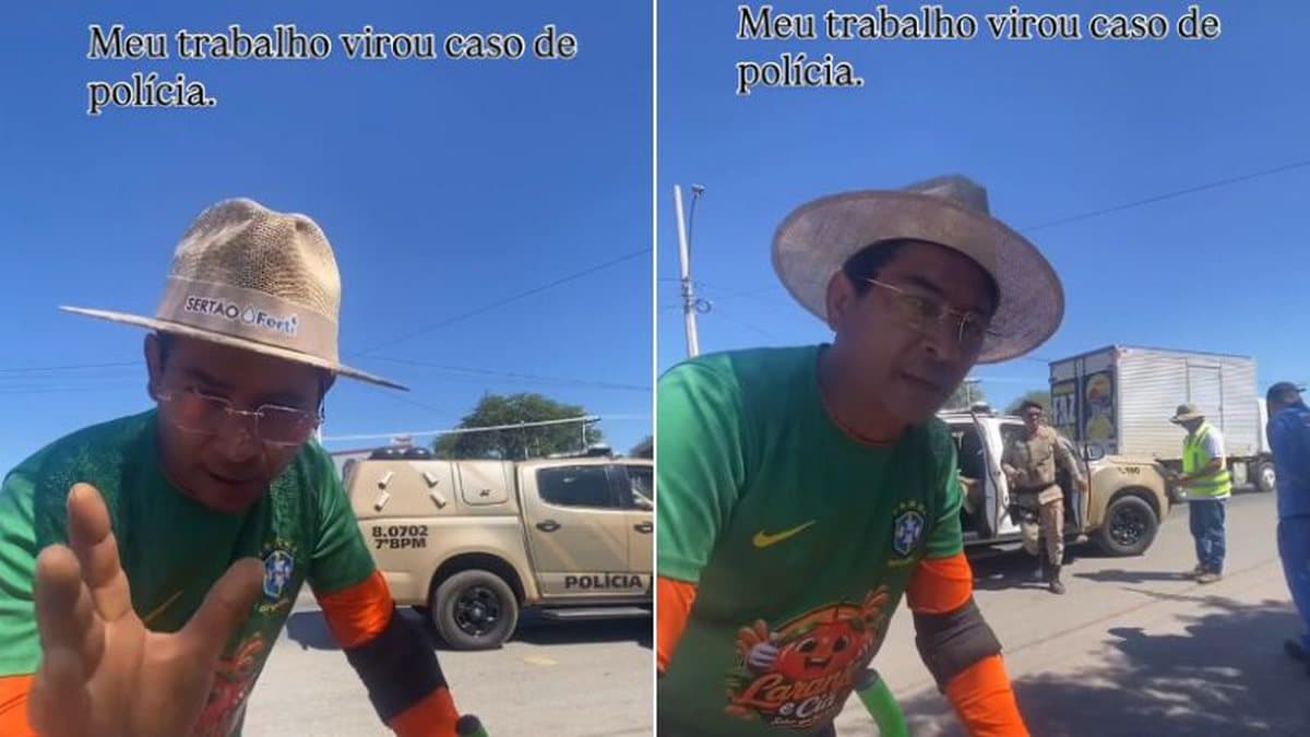 Ambulante com carrinho de suco às margens de rodovia na Bahia