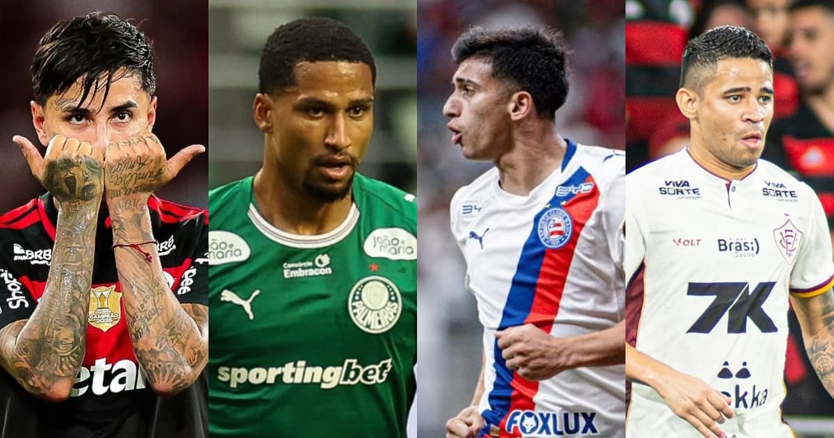 Jogadores em disputa de bola durante partida entre Bahia e Vasco na Arena Fonte Nova