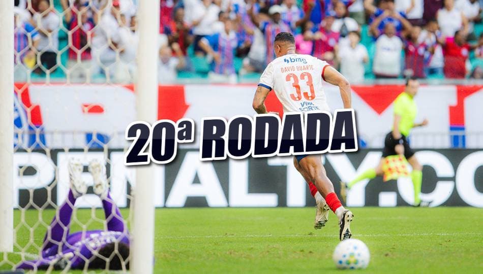 Jogadores do Bahia e Corinthians em disputa de bola na Arena Fonte Nova pela 20ª rodada do Brasileirão 2026