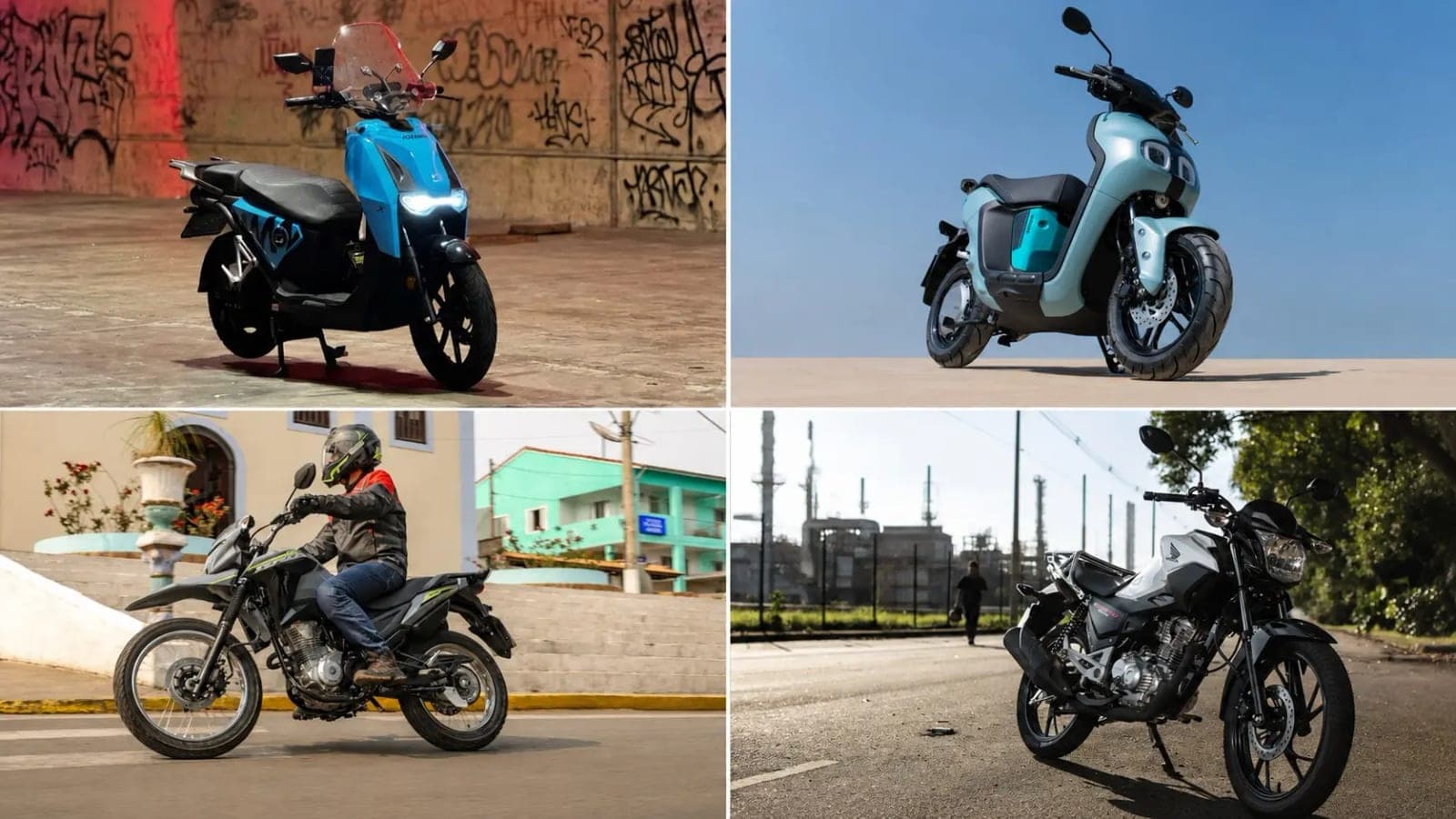 Motociclista com capacete pilota moto usada para entregas, ilustrando financiamento do Move Brasil