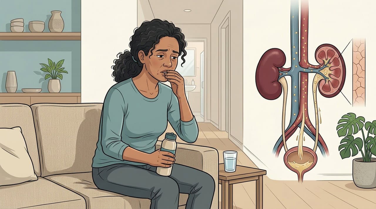 Pessoa bebendo água em um copo, representando sede intensa associada ao diabetes descompensado