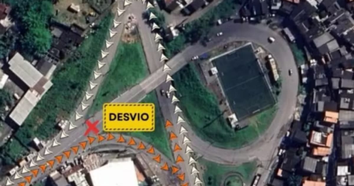 Viaduto de Tamandaré interditado em Paripe, Salvador, para obras do VLT