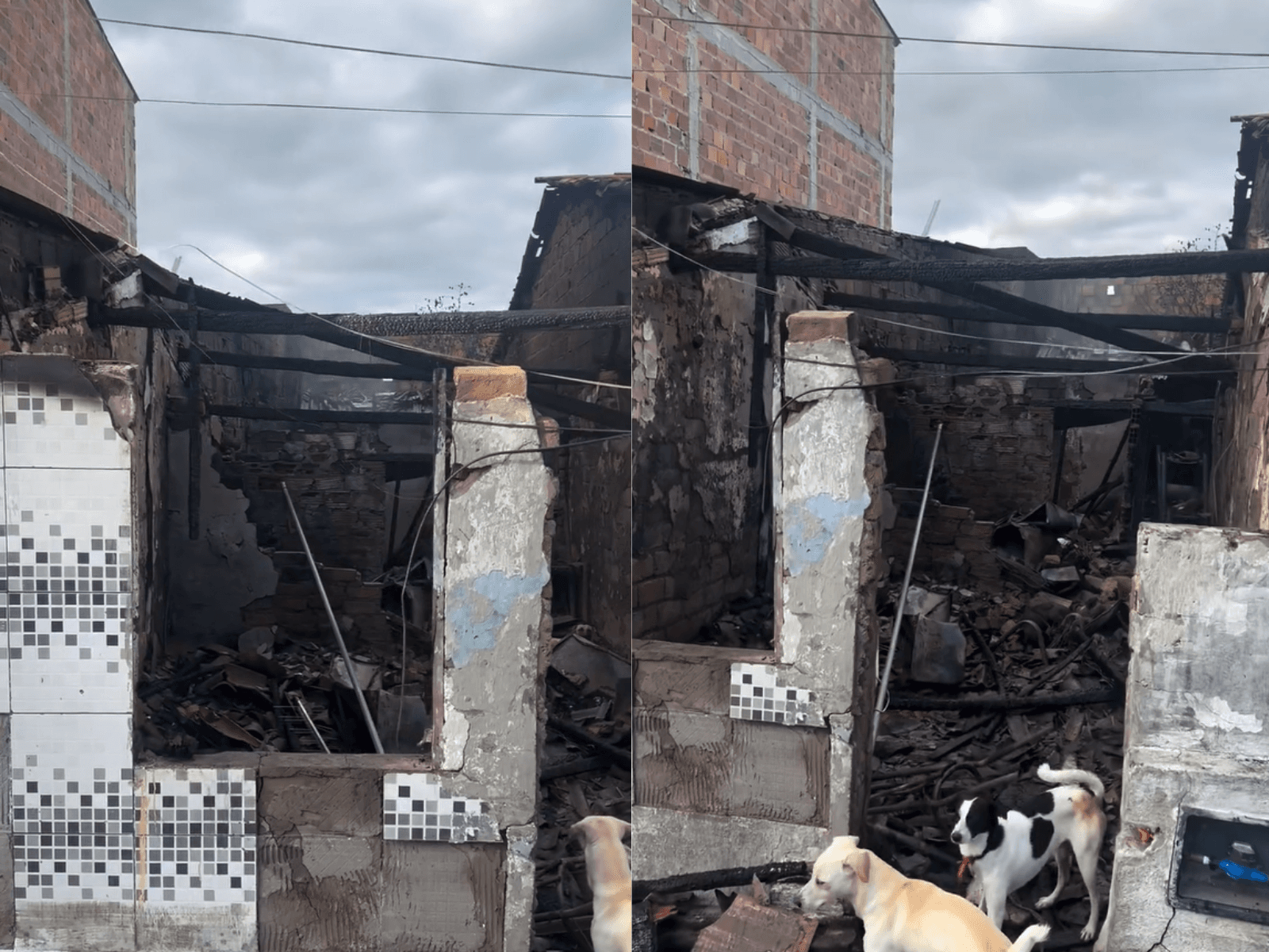 Casa destruída por incêndio no bairro Andaiá em Santo Antônio de Jesus