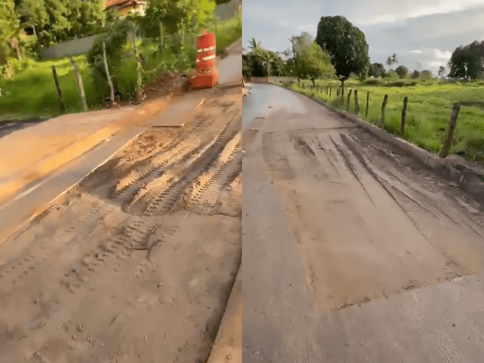 Trecho de avenida com asfalto retirado em Santo Antônio de Jesus