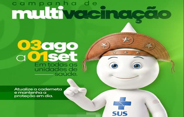Criança sendo vacinada em unidade de saúde durante campanha de multivacinação 2026