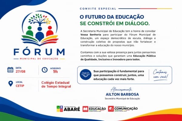 Prefeitura convida professores, pais e estudantes para debate sobre os rumos da educação no município.