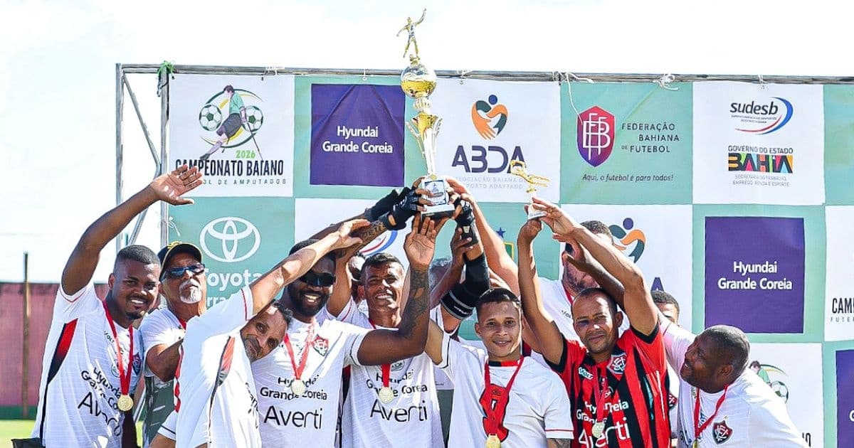 Jogadores do Vitória comemorando o título do Campeonato Baiano de Futebol de Amputados 2026