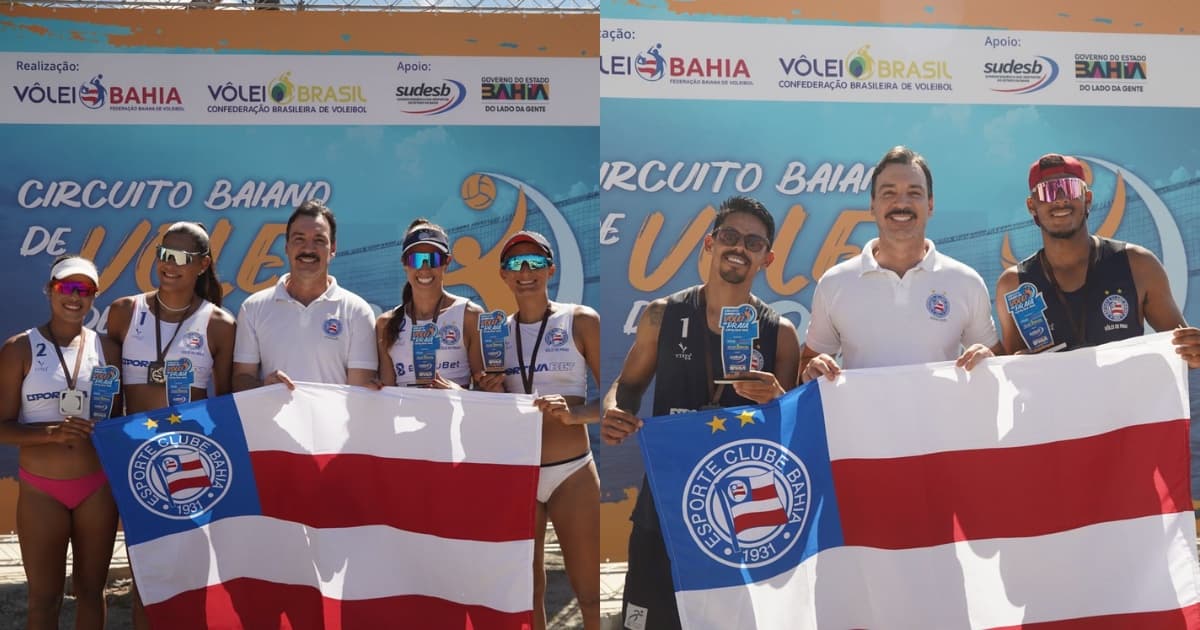 Duplas do EC Bahia celebram título na 2ª etapa do Campeonato Baiano de Vôlei de Praia em Lauro de Freitas