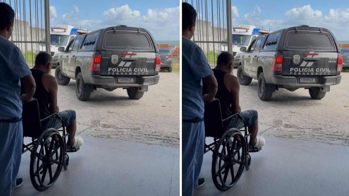 Viatura policial em frente a hospital público do interior de Sergipe