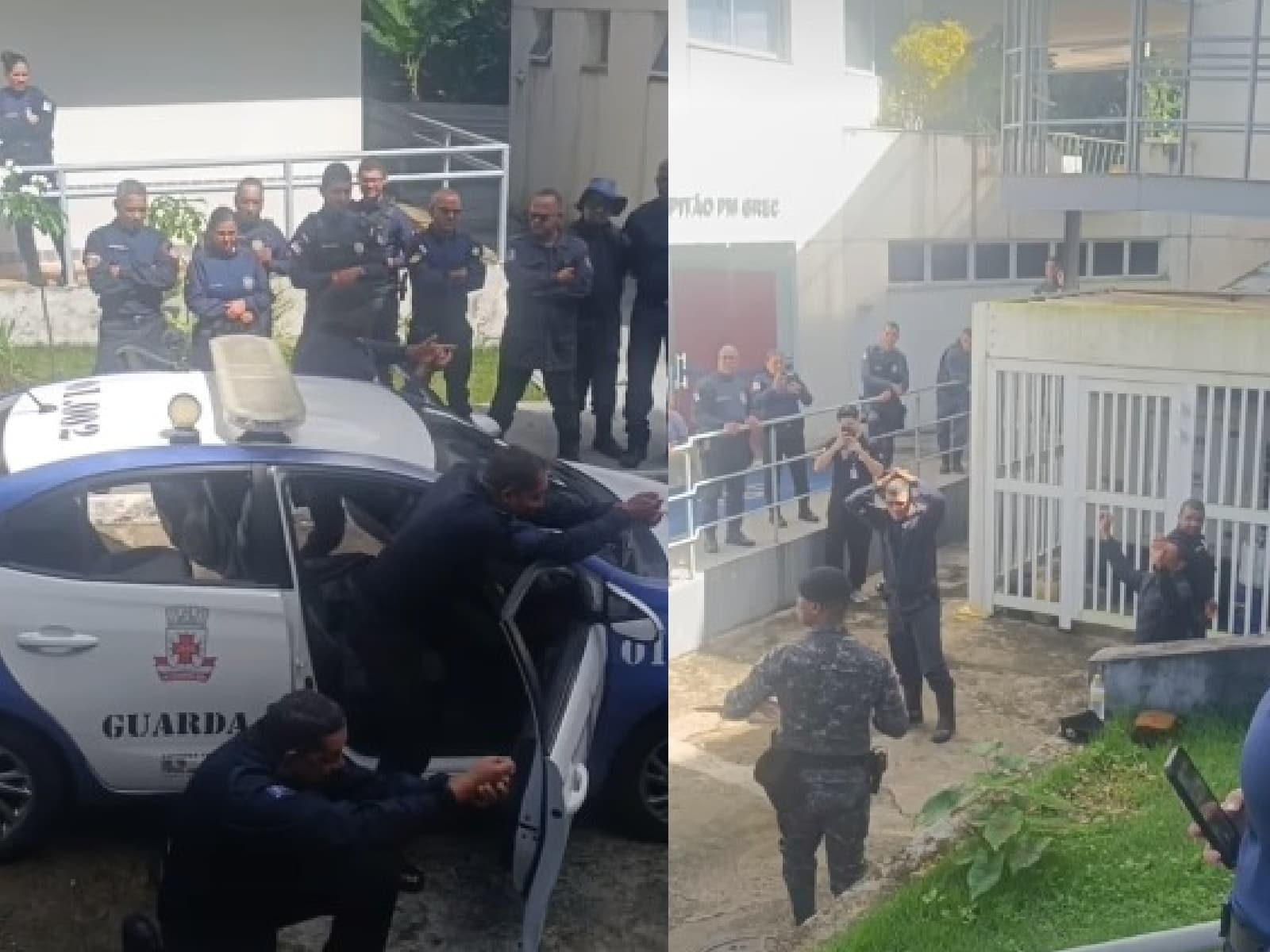 Agentes da Guarda Civil Municipal em treinamento de abordagem de veículos