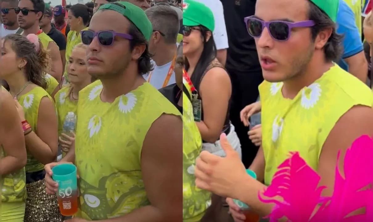 Marcelo Sangalo, filho de Ivete Sangalo, curtiu desfile da mãe no Circuito Dodô (Barra-Ondina) no meio dos foliões.