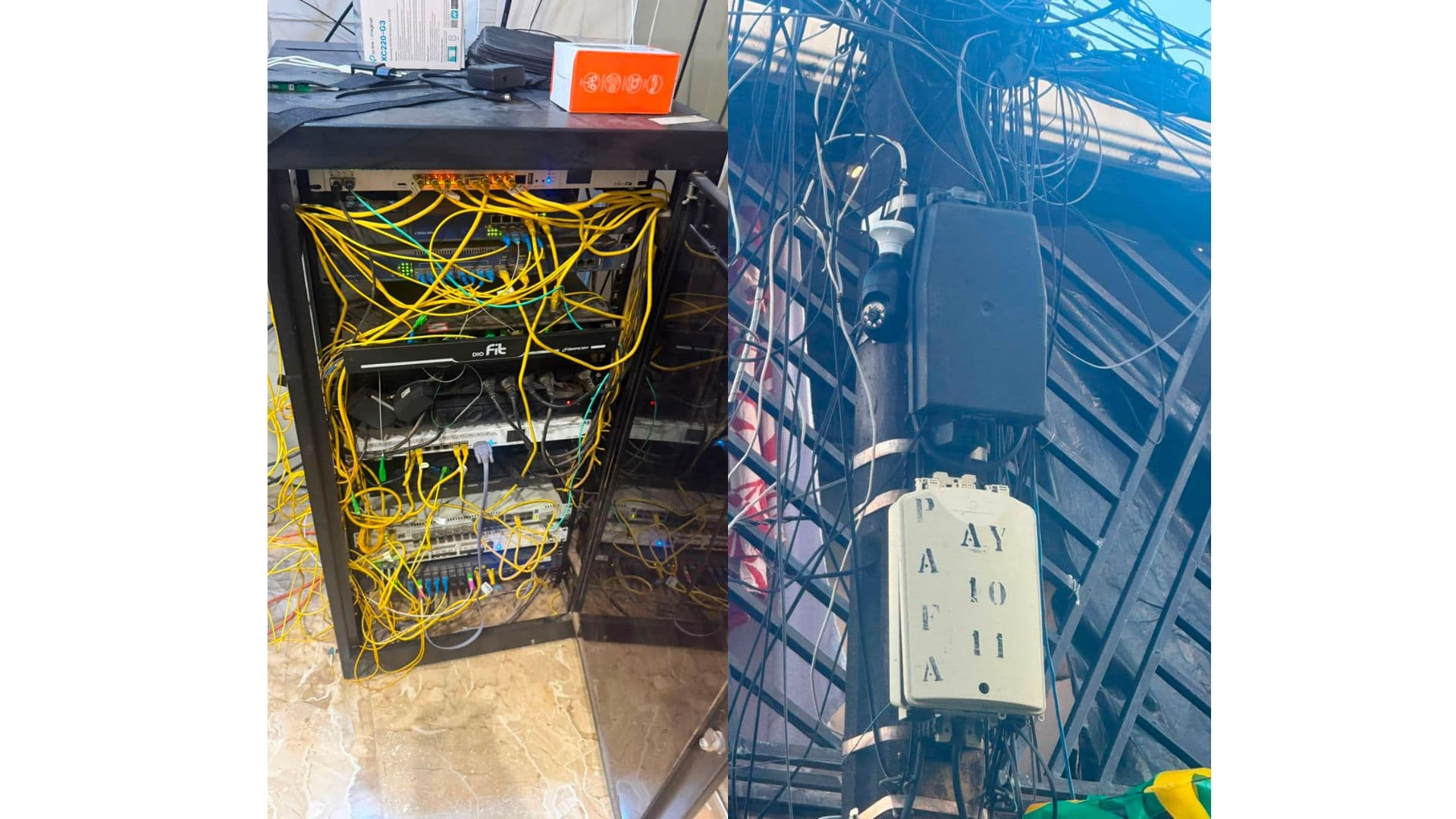 Equipamentos de internet clandestina desmontados pela polícia no bairro do Lobato, Salvador
