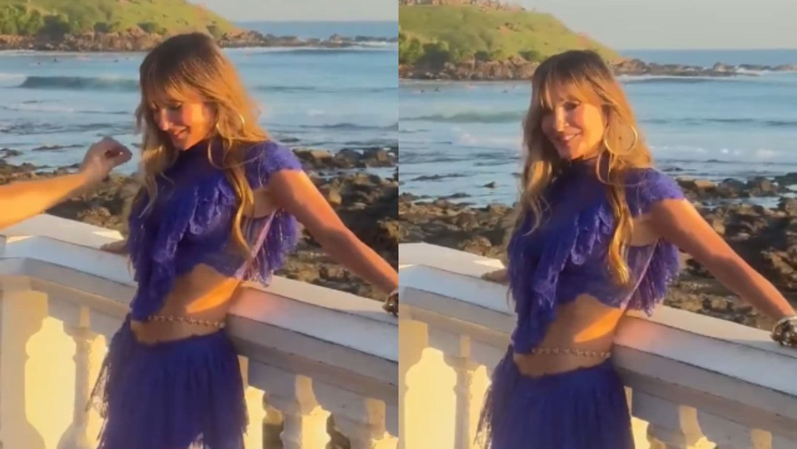 Claudia Leitte gravando ao pôr do sol no Porto da Barra, em Salvador