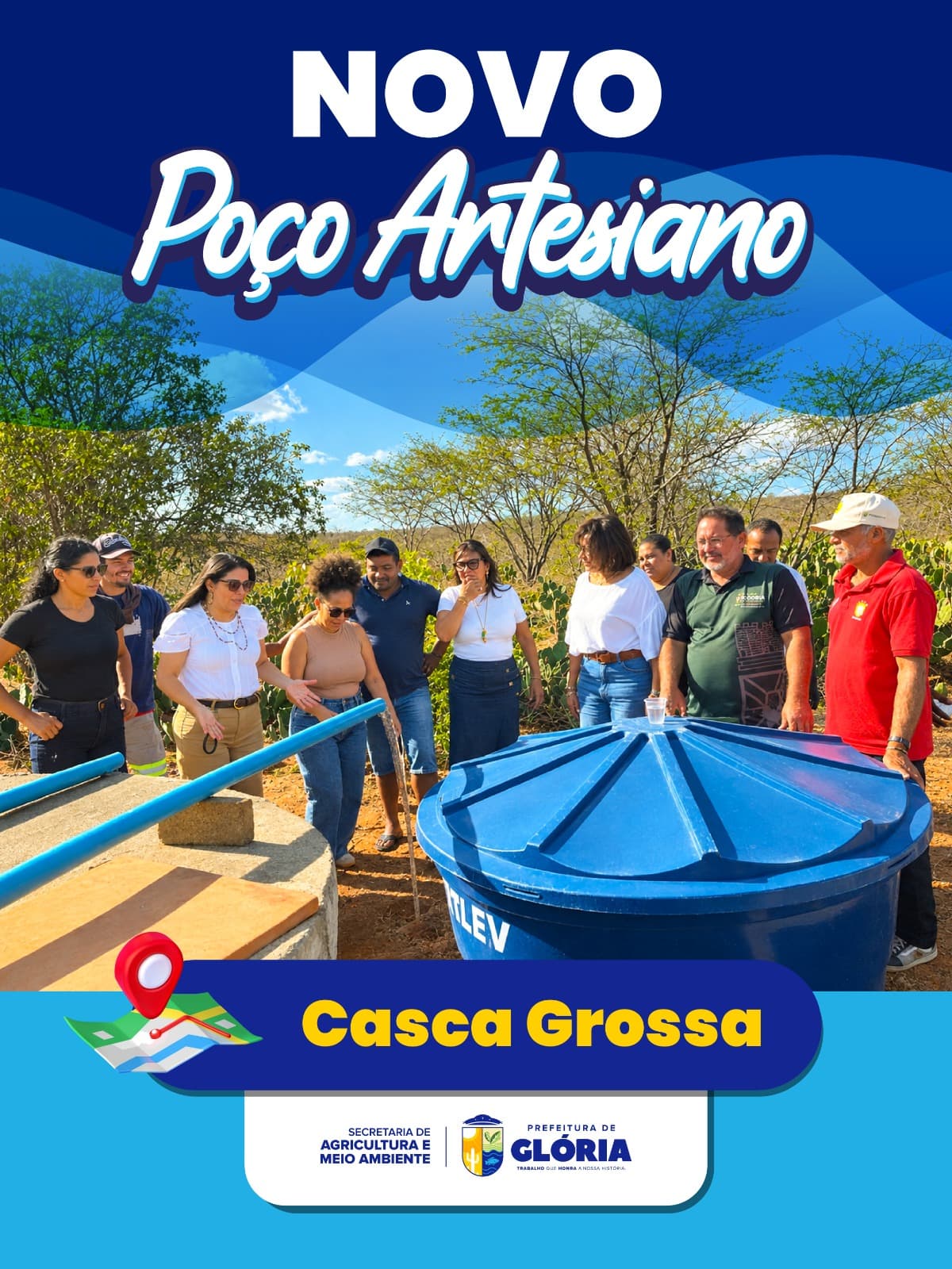 Prefeitura de Glória entrega poço artesiano à comunidade Casca Grossa
