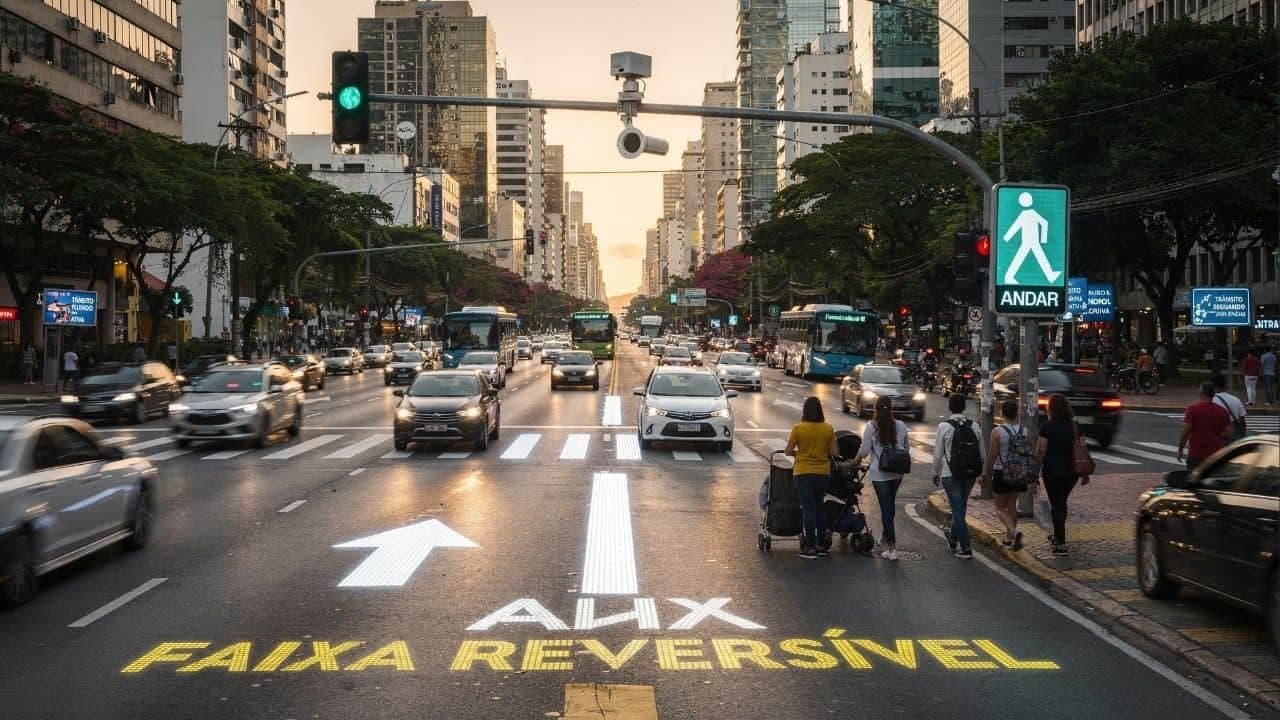 Novas soluções urbanas usam inteligência artificial para reduzir congestionamentos com segurança – Imagem gerada por inteligência artificial. (ChatGPT/Olhar Digital)