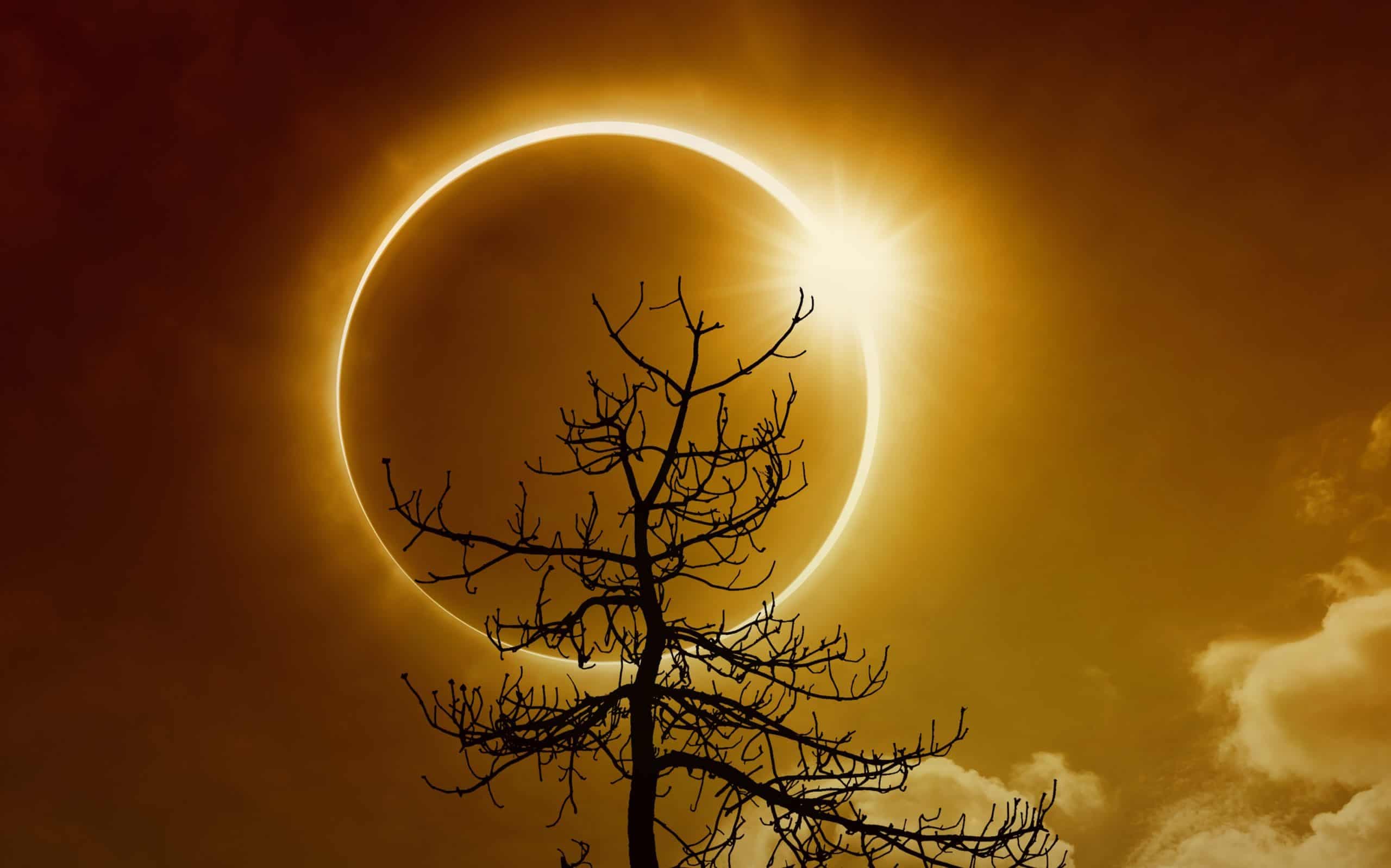 Em um eclipse solar anular, é formado um "Anel de Fogo" no céu. Crédito: IgorZh - Shutterstock
