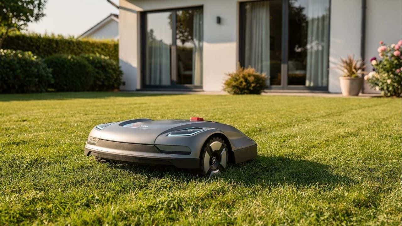 Robôs jardineiros automatizam o cuidado do gramado, economizam tempo e reduzem ruído e emissões - Imagem gerada por inteligência artificial. (ChatGPT / Olhar Digital)