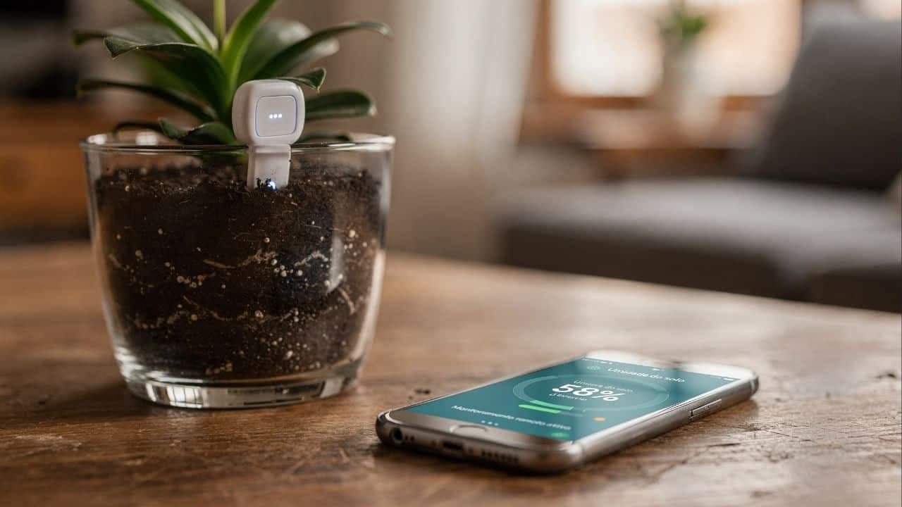 Sensores Sigfox monitoram umidade de plantas sem depender de Wi-Fi - Imagem criada por inteligência artificial (ChatGPT / Olhar Digital)