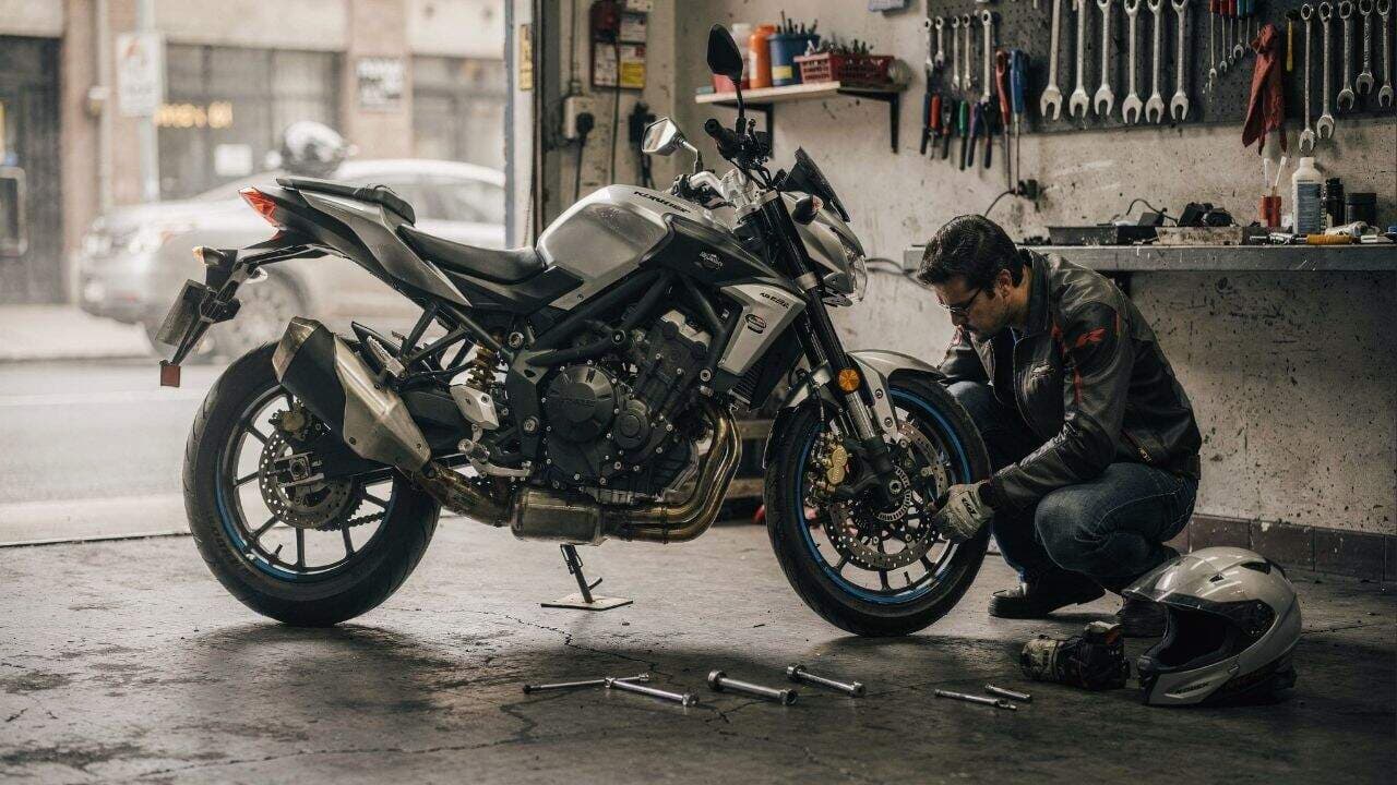 Manutenção preventiva urbana evita falhas ocultas e aumenta segurança do motociclista – Imagem gerada por inteligência artificial. (ChatGPT/Olhar Digital)