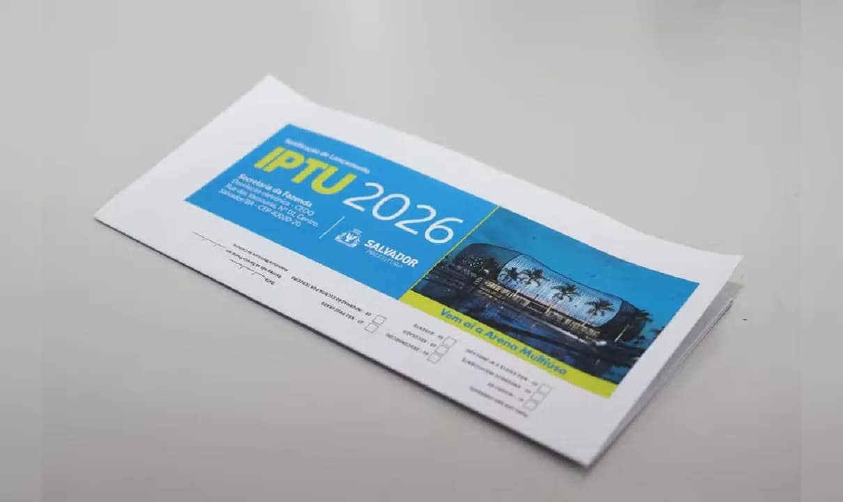 Prazo para pagamento da cota única e da 1ª parcela do IPTU 2026 de Salvador termina na quinta-feira.