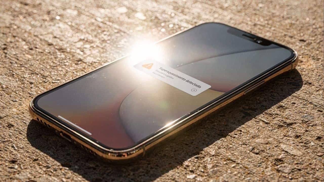 Calor excessivo no verão acelera degradação da bateria e componentes do celular - Imagem criada por inteligência artificial (ChatGPT / Olhar Digital)