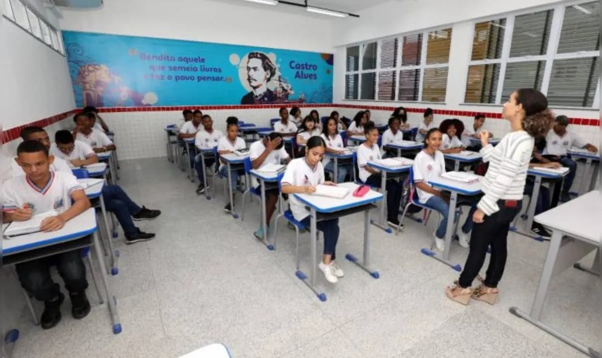 Sala de aula em escola na Bahia.