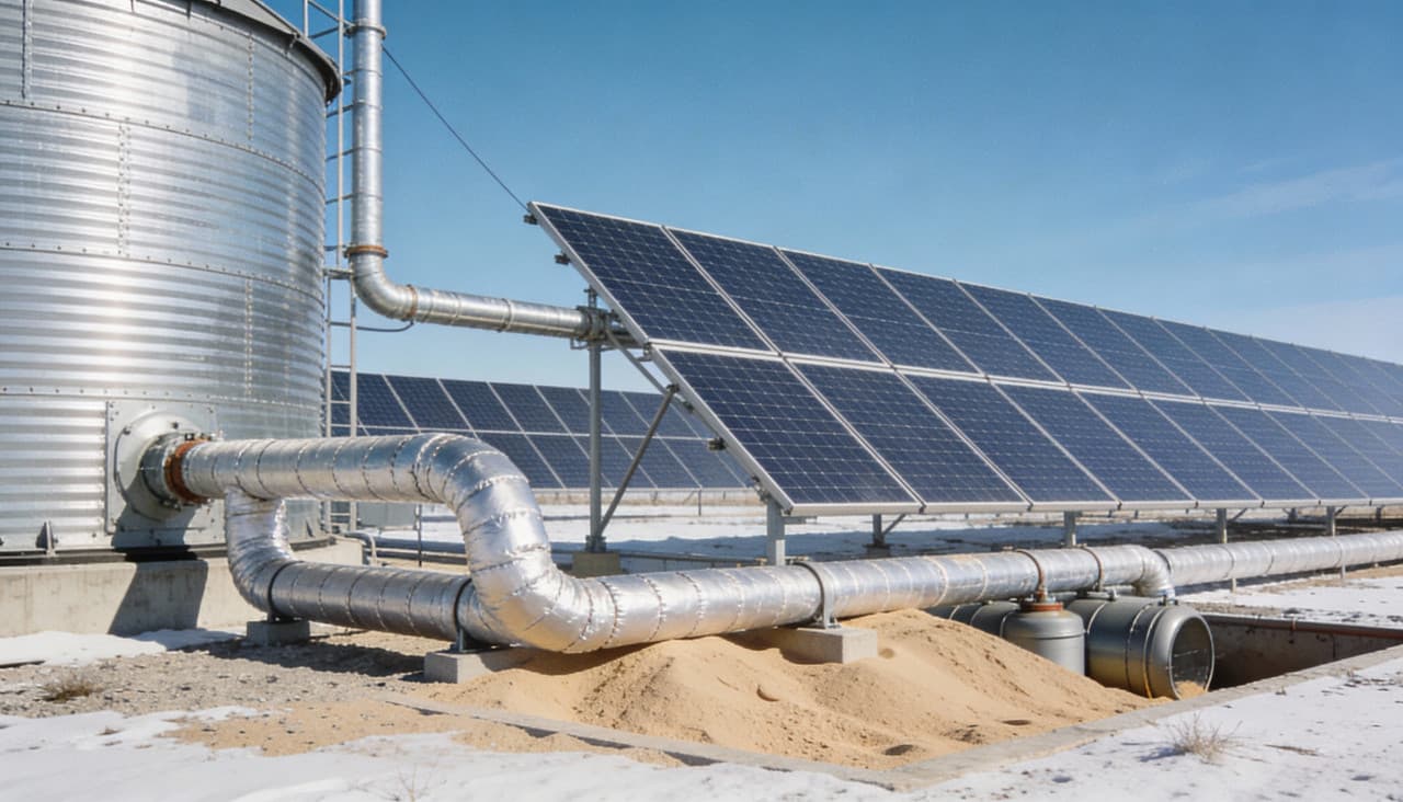 Tecnologia transforma areia comum em alternativa eficiente para armazenamento de energia renovável. – (Imagem gerada por inteligência artificial-ChatGPT/Olhar Digital)