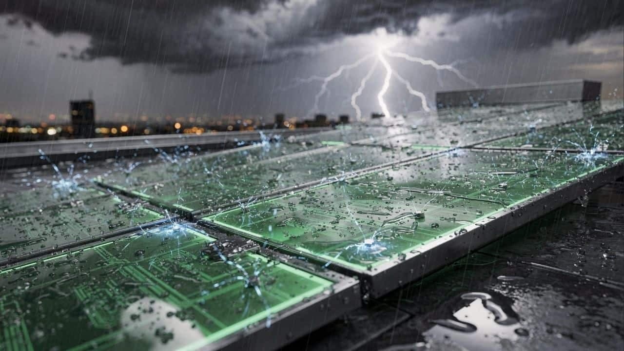 Tecnologia capta energia das gotas de chuva através da fricção da água - Imagem criada por inteligência artificial (ChatGPT / Olhar Digital)