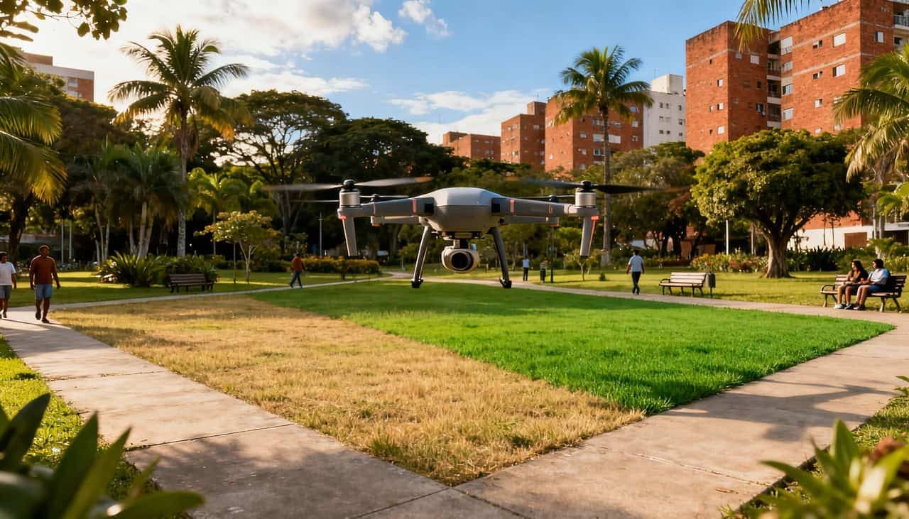 os drones monitoram a saúde das plantas observando cor das folhas, umidade do solo e crescimento - (Imagem gerada por
inteligência artificial-GPT/Olhar Digital)