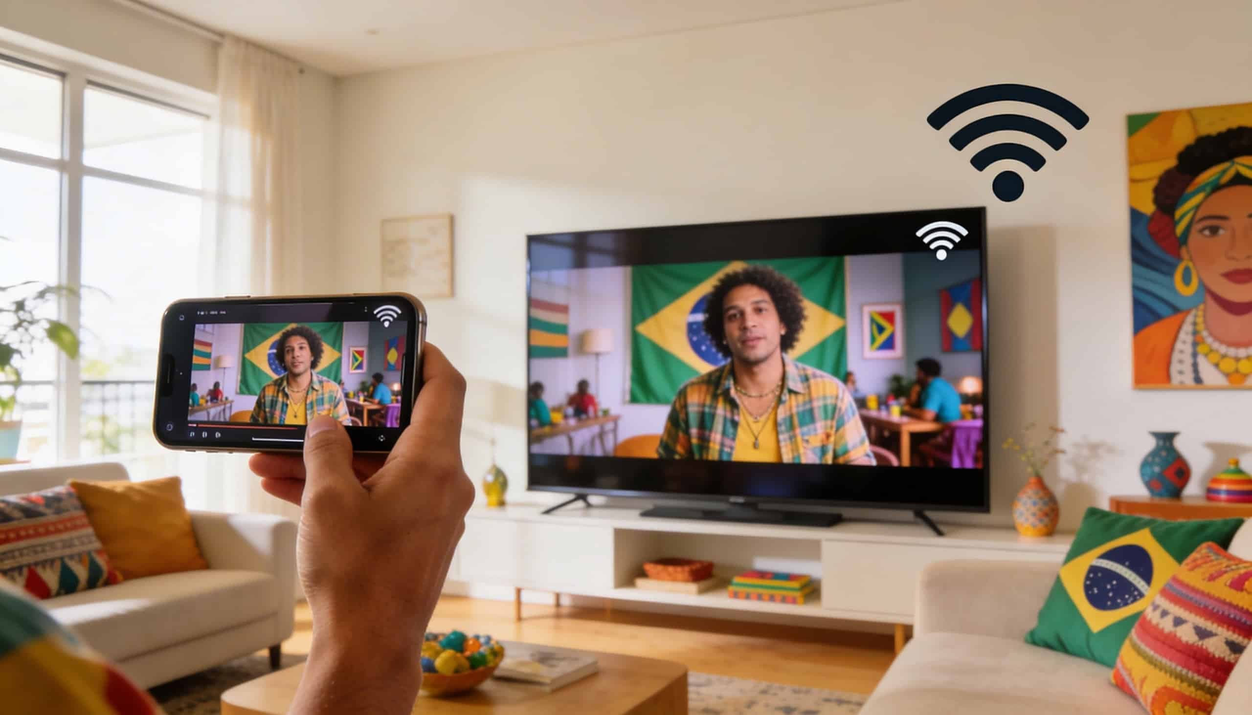 Veja as formas mais práticas de conectar o celular à TV-(Imagem gerada por inteligência artificial-ChatGPT/Olhar Digital)