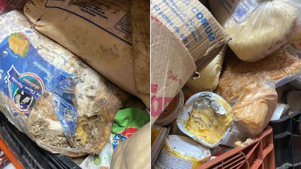 Produtos apreendidos durante operação de fiscalização sanitária na Feira de São Joaquim, em Salvador