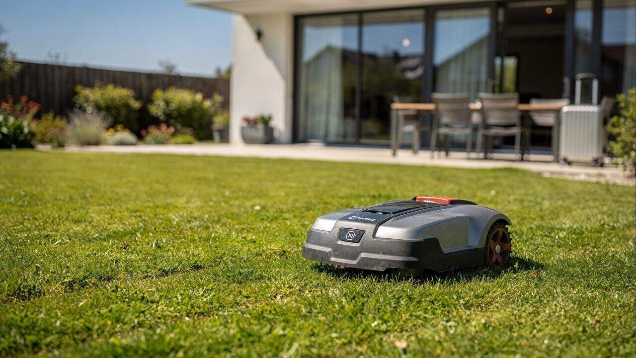 Robôs cortadores automatizam jardins, economizam tempo e mantêm gramados sempre impecáveis - Imagem criada por inteligência artificial (ChatGPT / Olhar Digital)