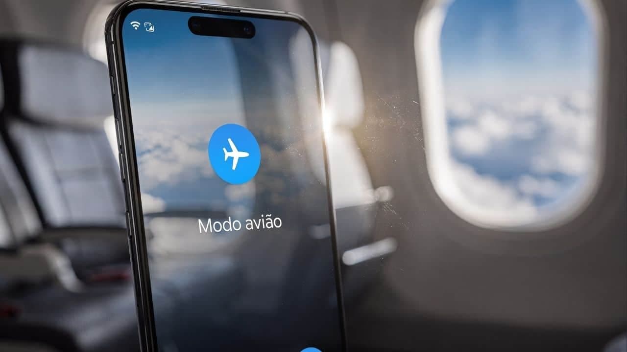 Modo avião desliga antenas e economiza a bateria do celular - Imagem criada por inteligência artificial (ChatGPT / Olhar Digital)